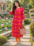 Pink Pure Cotton Ikat Printed Kurta