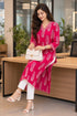Pink and White Pure Cotton Hand Block Print Kurti