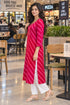 Pink & Red Pure Cotton Ikat Printed Kurta For Women