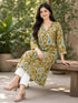 Mustard Yellow Pure Cotton Ikat Printed Kurta For Women