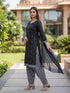 Black Cotton Blend Printed Ready to Wear Patiala Salwar Suit
