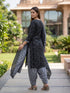 Black Cotton Blend Printed Ready to Wear Patiala Salwar Suit