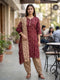 Maroon Cotton Blend Floral Printed Ready to Wear Patiala Salwar Suit