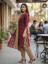 Maroon Cotton Blend Floral Printed Ready to Wear Patiala Salwar Suit