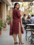Maroon Cotton Blend Floral Printed Ready to Wear Patiala Salwar Suit