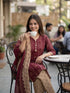 Maroon Cotton Blend Floral Printed Ready to Wear Patiala Salwar Suit