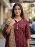 Maroon Cotton Blend Floral Printed Ready to Wear Patiala Salwar Suit