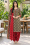 Brown Cotton Blend Printed Ready to Wear Patiala Salwar Suit