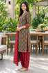 Brown Cotton Blend Printed Ready to Wear Patiala Salwar Suit