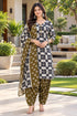 Black & White Cotton Blend Printed Ready to Wear Patiala Salwar Suit