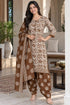 Beige Cotton Blend Printed Ready to Wear Patiala Salwar Suit