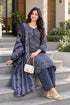Blue Cotton Blend Printed Ready to Wear Patiala Salwar kurta sets women RW5284BU0926
