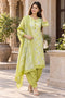 Parrot Green Cotton Blend Printed Ready to Wear Patiala Salwar Suit