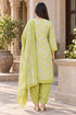 Parrot Green Cotton Blend Printed Ready to Wear Patiala Salwar Suit