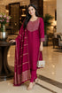 Pink Cotton Blend Solid Kurta & Pant With Dupatta