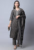 Grey Muslin Jaipuri Embroidered Kurta Set With Dupatta