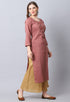Brown Rayon Viscose Embroidered Kurti