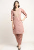 Mauve Pink Chanderi Floral Embroidered Kurta Set With Dupatta