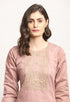 Mauve Pink Chanderi Floral Embroidered Kurta Set With Dupatta