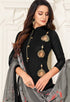 Black Chanderi Silk Embroidered Salwar Suit Material