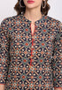 Navy Blue And Red Pure Cambric Cotton Jaipuri Printed Kurti