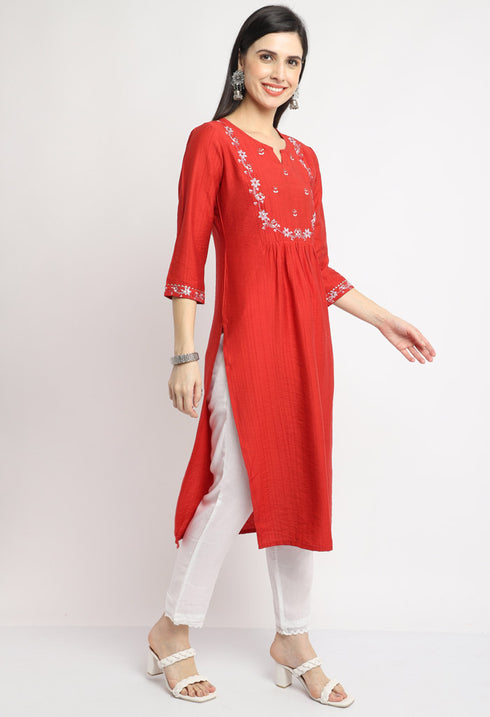 Rayon Viscous Embroidered Kurti