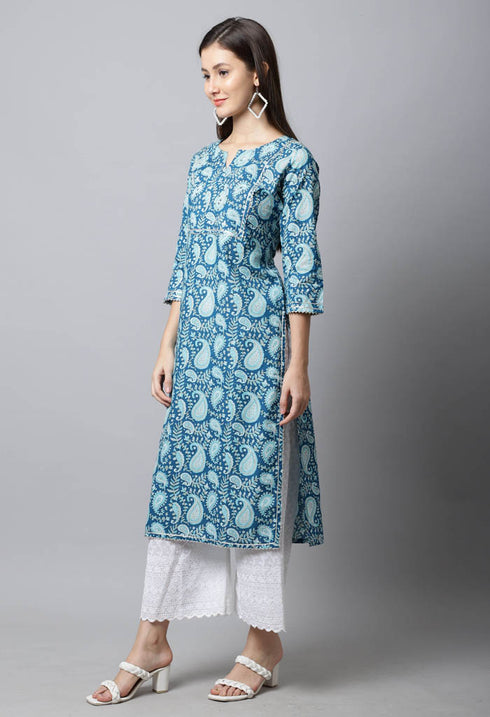 Pure Cambric Cotton Jaipuri Printed Kurti