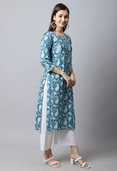 Pure Cambric Cotton Jaipuri Printed Kurti