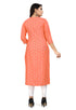 Orange Rayon Slub Jaipuri Printed Kurti