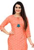 Orange Rayon Slub Jaipuri Printed Kurti