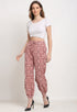 Pink & Maroon Pure Cotton Geometric Opaque Harem Pant