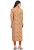 Beige And Orange Pure Cambric Cotton Jaipuri Printed Kurti - Rajnandini