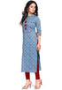 Blue Pure Cambric Cotton Jaipuri Printed Kurti