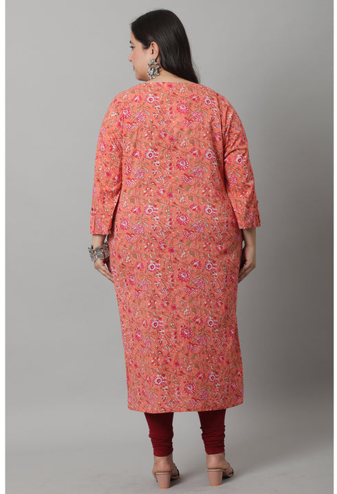 Pure Cambric Cotton Kalamkari Floral Print Kurti