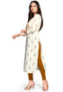 Off-White & Yellow Pure Cambric Cotton Jaipuri Printed Kurti