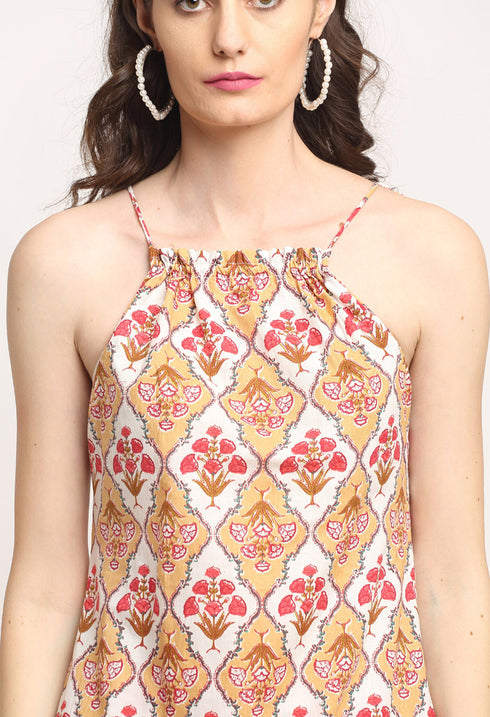 Multicolor Pure Cambric Cotton Printed Kurta Set With Dupatta