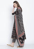Black Pure Cambric Cotton Printed Kurta Set With Dupatta