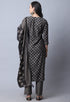 Grey Muslin Jaipuri Embroidered Kurta Set With Dupatta