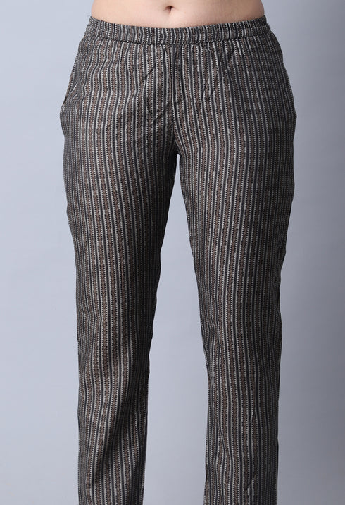 Grey Muslin Jaipuri Embroidered Kurta Set With Dupatta