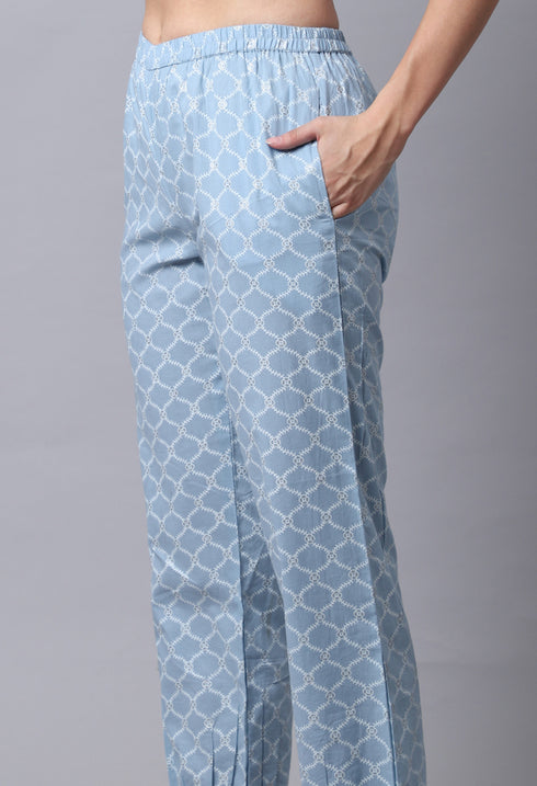 Pure Cambric Cotton Jaipuri Printed & Embroidered Kurta Set With Dupatta