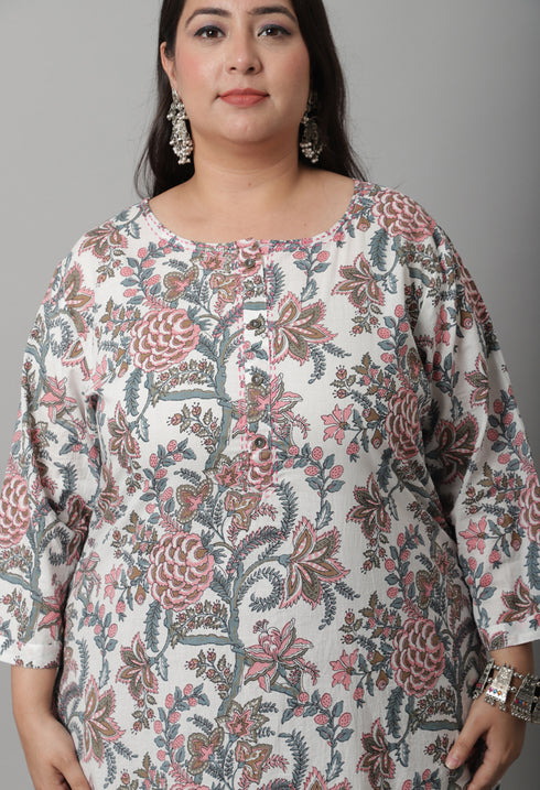 Pure Cambric Cotton Jaipuri Printed Kurti