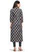 Grey Pure Cambric Cotton Jaipuri Printed Kurti