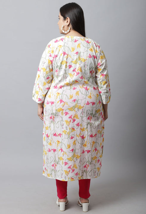 Pure Cambric Cotton Jaipuri Printed Plus Size Kurti