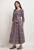 Purple Pure Cambric Cotton Jaipuri Floral Printed Kurti