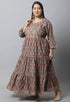 Pure Cambric Cotton Jaipuri Floral Printed Plus Size Kurti