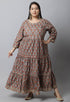 Pure Cambric Cotton Jaipuri Floral Printed Plus Size Kurti