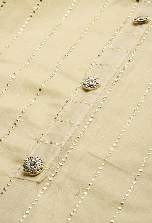Off-White Chanderi embellished Unstitched Salwar Suit Material