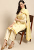 Light Yellow Chanderi Silk Embroidered Semi-Stitched Salwar Suit Material