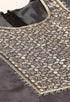 Grey Chanderi Silk Embroidered Unstitched Salwar Suit Material