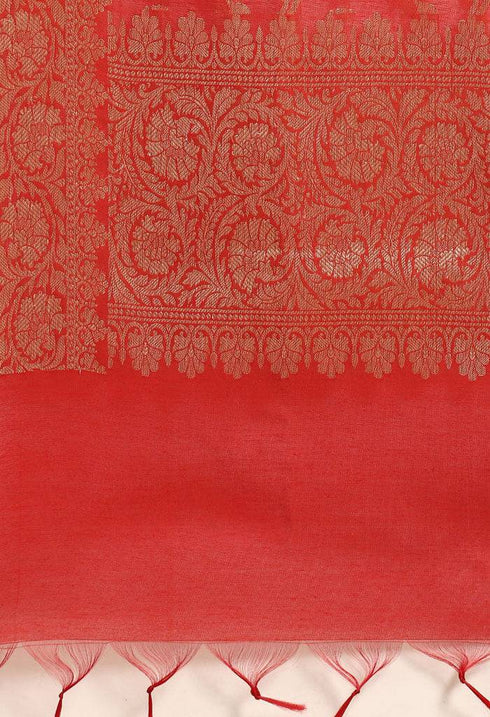 Beige Chanderi Silk Embellished Unstitched Salwar Suit Material - Rajnandini